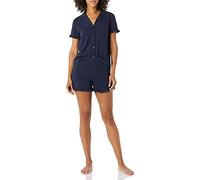 Amazon Essentials Femme Ensemble de Pyjama Court en Coton et Modal, Col Tailleur avec Passepoil, Confortable pour la Maison (Disponible en Grande Taille)