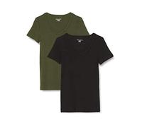 Amazon Essentials Femme T-Shirt Col en v à Manches Courtes Coupe Ajustée