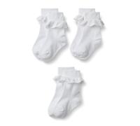 Amazon Essentials Fille Socquettes pour l’École avec Volants en Dentelle et Œillets, à Revers, Lot de 3
