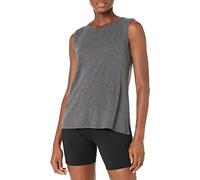 Amazon Essentials Gilet de yoga sans manches à couverture intégrale en coton pima doux pour femme, coupe standard, gris foncé chiné, taille XS