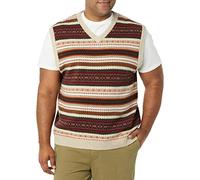 Amazon Essentials Gilet en Laine d'agneau Homme, Avoine Chiné Motif Jacquard Écossais, XL