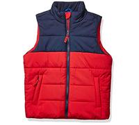 Amazon Essentials Gilet Matelassé d’Extérieur Épais Garçon, Bleu Marine Rouge Color-block, 8 ans