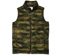 Amazon Essentials Gilet Matelassé Léger à Capuche, Imperméable Garçon, Vert Camouflage, 11-12 ans