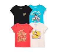 Amazon Essentials Harry Potter T- Shirts à Manches Courtes Fille, Lot de 4, Harry Potter Poudlard, 8 ans