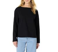 Amazon Essentials Haut à Col Bateau et Manches Longues, Tissu Épais 100% Coton, Coupe Décontractée Femme, Noir, XXS