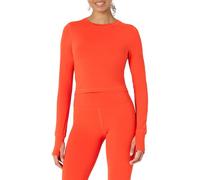 Amazon Essentials Haut Court d’Entraînement Active FormFlex à Superposer, Ultra Doux, Coupe Ajustée Femme, Rouge Vif, L