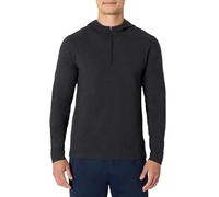 Amazon Essentials Haut d’Entraînement à Manches Longues et Capuche, Fermeture Zippée 1/4, Tissu Technique Doux et Léger, Coupe Athlétique Homme, Noir Teinture Spatiale, XS