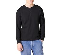 Amazon Essentials Haut Henley Tissu Nid d’Abeille à Manches Longues Coupe Ajustée Homme, Noir, XS