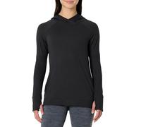 Amazon Essentials Haut Léger à Capuche et Manches Longues pour l’Entraînement, Doux et Performant Femme, Noir Teinture Spatiale, S