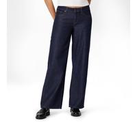 Amazon Essentials Jean Ultra Doux à Taille Basse et Jambes Larges Femme, Denim Rincé, 36