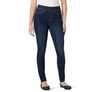 Amazon Essentials Jegging à Enfiler en Denim Extensible pour Femme, Taille mi-Haute, délavé foncé, Taille 48, Court