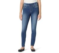 Amazon Essentials Jegging à Enfiler en Denim Extensible pour Femme, Taille mi-Haute, délavé Moyen, Taille 2, Court