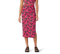 Amazon Essentials Jupe Midi Froncée en Jersey Mat, Coupe Ajustée (Haut Vendu Séparément) Femme, Rose Incandescent Leafy Floral Petits Motifs, S