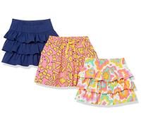 Amazon Essentials Jupe-Short à Volants en Maille (Anciennement Spotted Zebra) Fille, Lot de 3, Blanc Imprimé Arc-en-Ciel/Bleu Marine/Rose Sucreries, 8 Ans