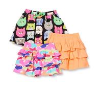 Amazon Essentials Jupe-Short à Volants en Maille (Anciennement Spotted Zebra) Fille, Lot de 3, Noir Chat/Orange Clair/Rose Imprimé Arc-en-Ciel, 5 Ans