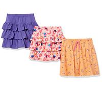 Amazon Essentials Jupe-Short à Volants en Maille (Anciennement Spotted Zebra) Fille, Lot de 3, Violet/Rose Clair/Orange, 3 Ans