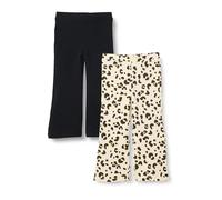 Amazon Essentials Legging Évasé Coupe Ajustée en Tricot Fille, Lot de 2, Ivoire Léopard/Noir, 3 ans
