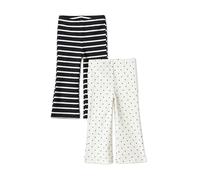 Amazon Essentials Legging Évasé Coupe Ajustée en Tricot Fille, Lot de 2, Pois/Rayures Inégales, 2 ans