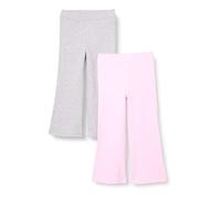 Amazon Essentials Legging Évasé en Maille, Coupe Ajustée Fille, Lot de 2, Gris Clair Chiné/Rose, 9 Ans