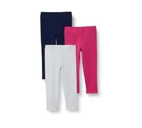 Amazon Essentials Legging Fille, Lot de 3, Bleu Marine Chiné/Framboise/Blanc, 7-8 ans