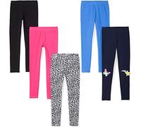 Amazon Essentials Legging Fille, Lot de 5, Blanc Cœurs/Bleu/Bleu Marine/Noir/Rose, 6-7 Ans