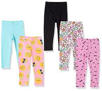 Amazon Essentials Legging Fille, Lot de 5, Bleu des Mers du Sud/Noir/Rose/Rose Clair Fruit/Violet Coquillages, 2 Ans