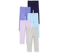 Amazon Essentials Legging Fille, Lot de 5, Bleu Marine/Bleu des Mers du Sud/Gris/Lilas/Violet, 4 Ans