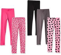 Amazon Essentials Legging Fille, Lot de 5, Chat/Gris Foncé/Impriméanimaux/Noir/Rose, 5 Ans