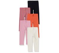 Amazon Essentials Legging Fille, Lot de 5, Ivoire/Noir/Orange/Rose/Rose Blush, 8 Ans