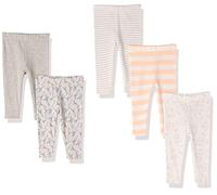Amazon Essentials Legging Mixte Bébé, Lot de 5, Carrots/Lapin/Motif Rayures Rugby/Rayures, 3-6 Mois