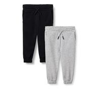 Amazon Essentials Lot de 2 Pantalons de Jogging en Coton pour Tout-Petit garçon, Noir/Gris Clair chiné, 3 Ans