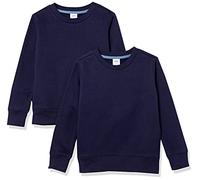 Amazon Essentials Lot de 2 Pulls en Polaire à col Ras-du-Cou pour Petite Fille, Bleu Marine, 4 Ans