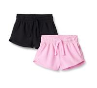 Amazon Essentials Lot de 2 Shorts de survêtement pour Fille et Tout-Petit, Noir/Rose, Taille S