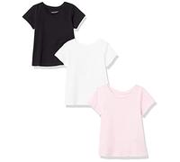 Amazon Essentials Lot de 3 t-shirts à manches courtes pour fille (anciennement Spotted Zebra), blanc/noir/rose, 10 ans