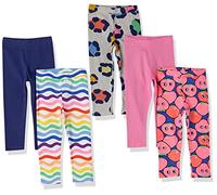 Amazon Essentials Lot de 5 leggings pour petite fille, bleu/gris/rose/fraises/vagues, 2T