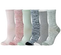 Amazon Essentials Lot de 6 paires de chaussettes en coton pour femme, multicolores/teinture spatiale/rayure, 40-46