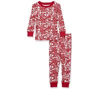 Amazon Essentials Lot de Pyjamas en Coton, Coupe Ajustée Mixte Bébé, Rouge Père Noël, 24 Mois