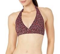 Amazon Essentials Maillot de Bain Bikini à Nouer au Niveau du Cou offrant Un léger Soutien de la Poitrine (Grandes Tailles Disponibles) Femme, Rouge Brique Léopard, 40