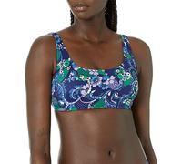 Amazon Essentials Maillot de Bain Crop Top à Col Rond Femme, Bleu Profond Motif Cachemire, 42