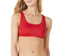 Amazon Essentials Maillot de Bain Crop Top à Col Rond Femme, Rouge Coquelicot Vif, 46