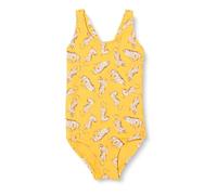 Amazon Essentials Maillot de Bain Une pièce à Dos croisé Fille, Jaune Doré Beige Léopard, 3 Ans