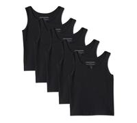 Amazon Essentials Maillot de Corps Type Débardeur en Jersey de Coton Fille, Lot de 5, Noir, 4 ans