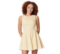 Amazon Essentials Mini robe ajustée et évasée en jean Femme, Écru, 38-40