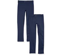 Amazon Essentials Pantalon à coupe ajustée en tissu ponte tricoté - Uniforme Fille, Lot de 2, Bleu Marine, 5 ans
