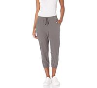 Amazon Essentials Pantalon de Jogging Court Tissé, Extensible, Actif et Performant, Entrejambe de 60 cm Femme, Gris, XS