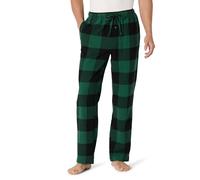 Amazon Essentials Pantalon de Pyjama Respirant en Flanelle (Disponible en Grandes Tailles et Grandes Longueurs) Homme, Noir Vert Carreaux Lainés, XS