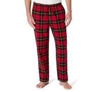 Amazon Essentials Pantalon de Pyjama Respirant en Flanelle (Disponible en Grandes Tailles et Grandes Longueurs) Homme, Rouge Cerise Noir Écossais, XS