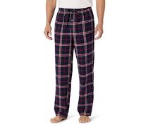 Amazon Essentials Pantalon de Pyjama Respirant en Flanelle (Disponible en Grandes Tailles et Grandes Longueurs) Homme, Bleu Marine Rouge Écossais, L