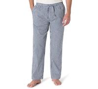 Amazon Essentials Pantalon de pyjama tissé à coupe droite avec poches pour homme, vichy blanc marine, taille XL