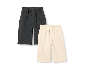 Amazon Essentials Pantalon En Coton French Terry Mixte Bébé, Lot de 2, Beige/Charbon, 6-9 mois